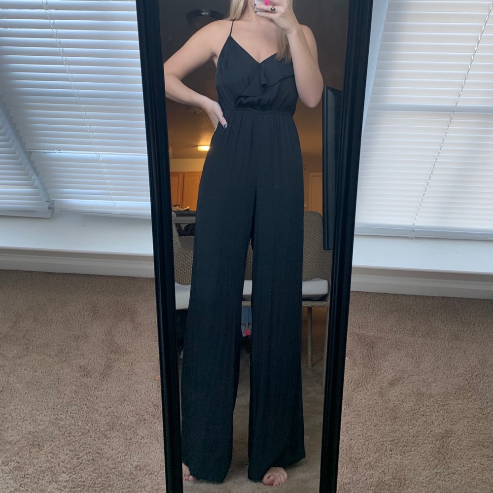 Black Strappy Silky Jumpsuit